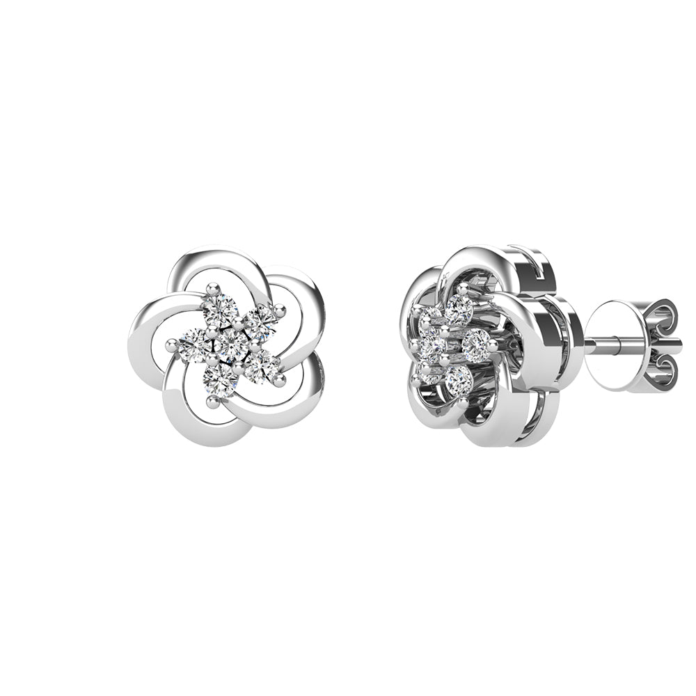 Open Flower Diamond 1/8 Ct.Tw. Stud Earrings