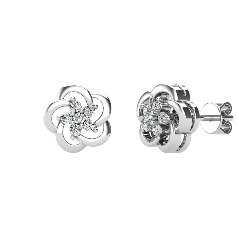 Open Flower Diamond 1/8 Ct.Tw. Stud Earrings