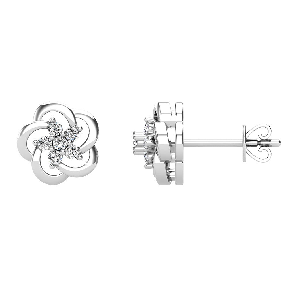 Open Flower Diamond 1/8 Ct.Tw. Stud Earrings