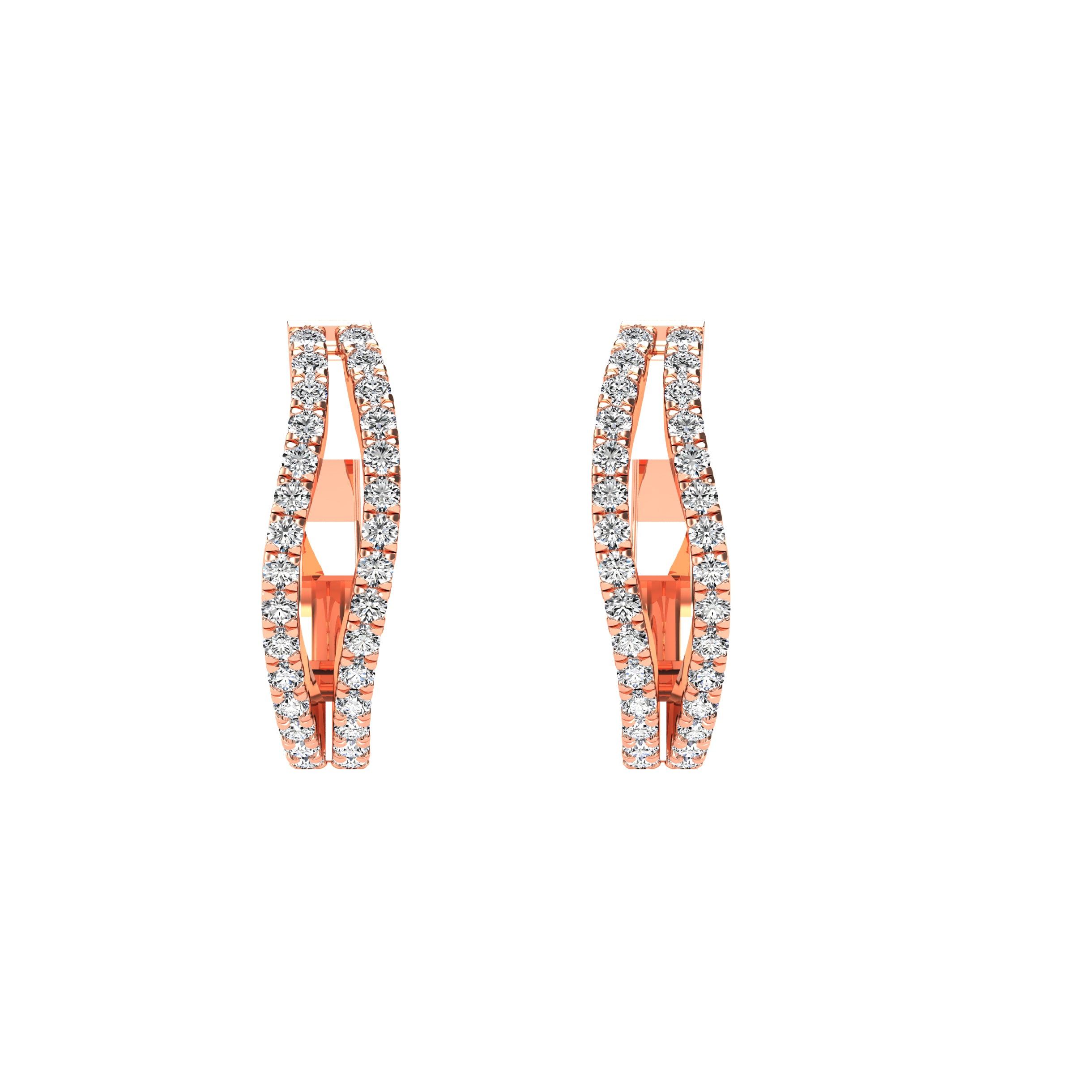 14K Rose Gold 1/4 Ct.Tw. Diamond Hoop Earrings