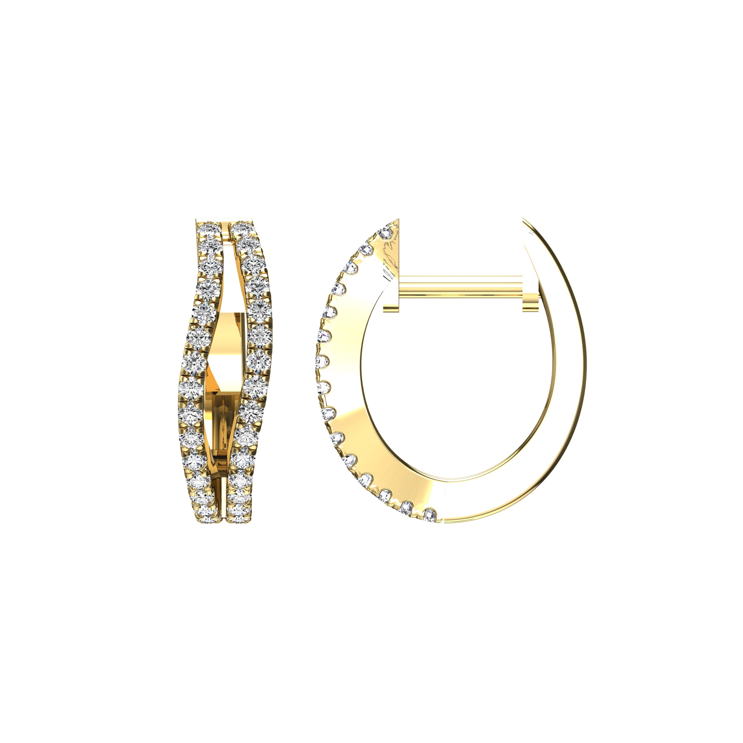 14K Yellow Gold 1/4 Ct.Tw. Diamond Hoop Earrings