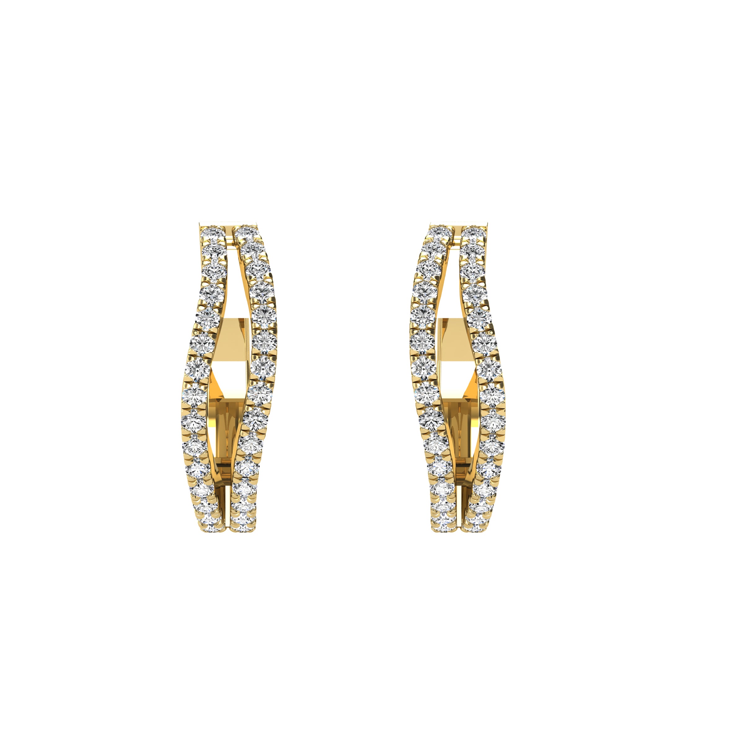 14K Yellow Gold 1/4 Ct.Tw. Diamond Hoop Earrings
