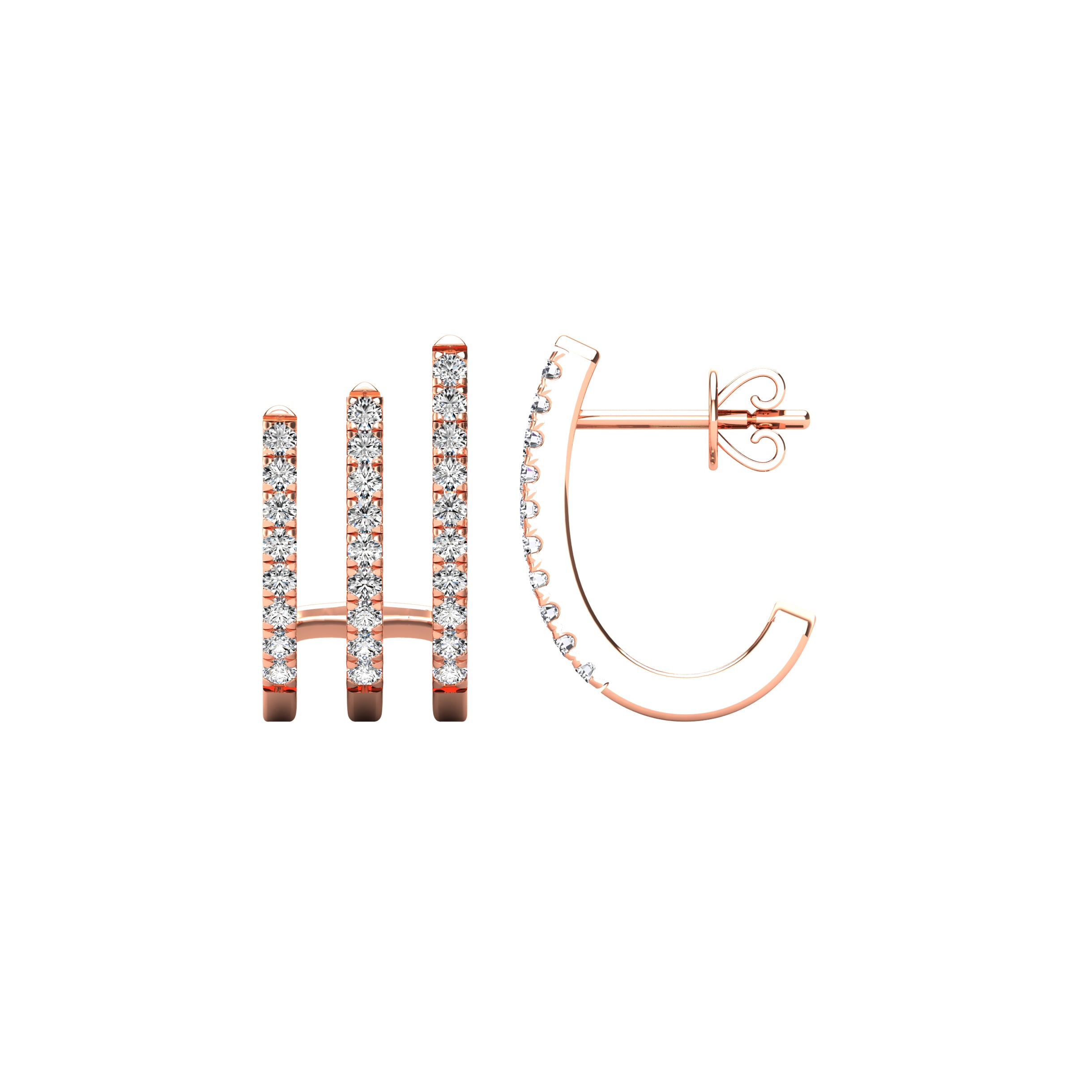 14K Rose Gold 1/4 Ct.Tw. Diamond Huggies Earrings