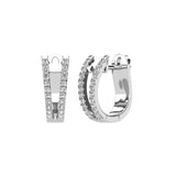 14K White Gold 1/4 Ct.Tw. Diamond  Huggies Earrings