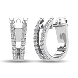 14K White Gold 1/4 Ct.Tw. Diamond  Huggies Earrings