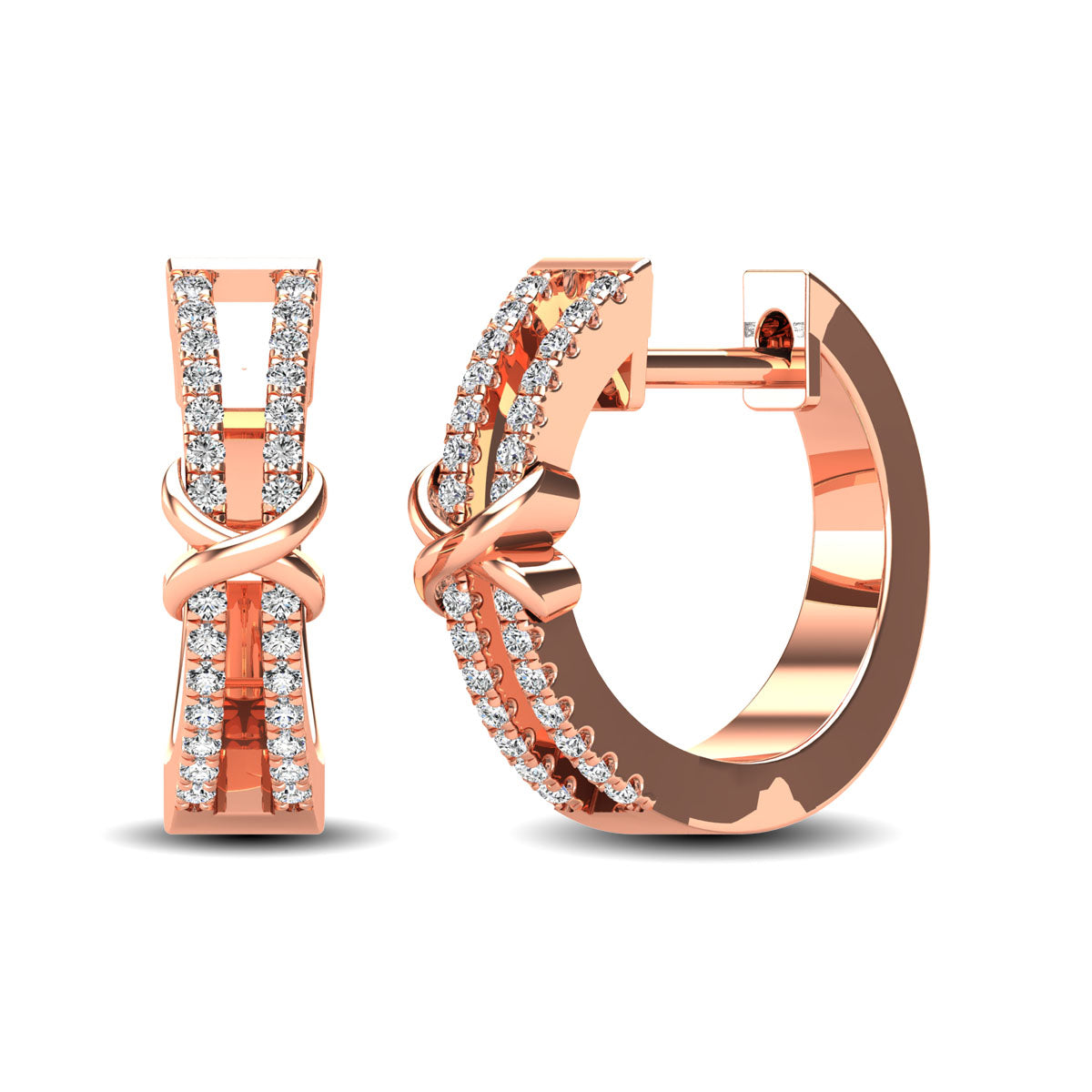 10K Rose Gold 1/6 Ct.Tw. Diamond Hoop Earrings