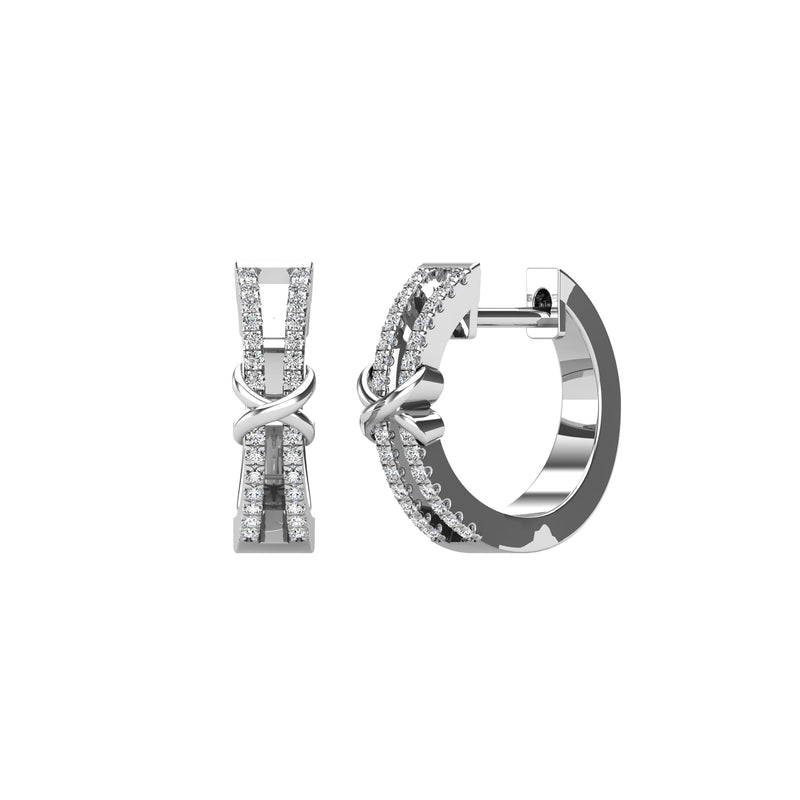 10K White Gold 1/6 Ct.Tw. Diamond Hoop Earrings
