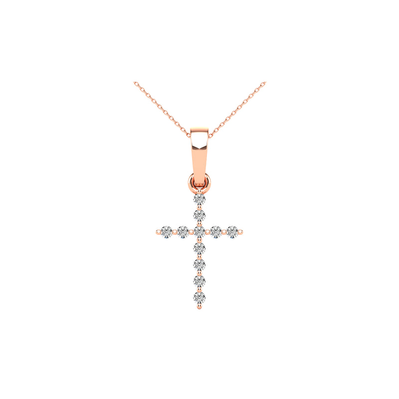 10K Rose Gold 1/20 Ct.Tw. Diamond Accent Cross Pendant