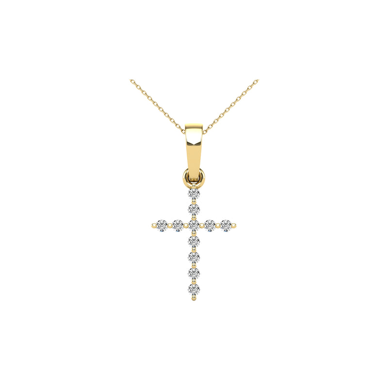 10K Yellow Gold 1/20 Ct.Tw. Diamond Accent Cross Pendant