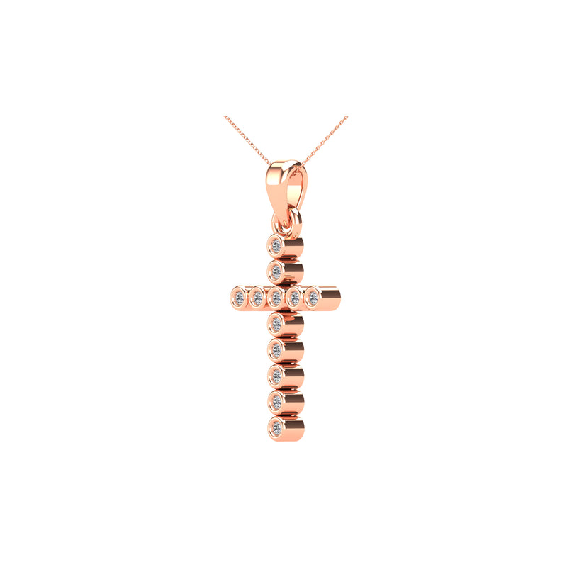 10K Rose Gold 1/20 Ct.Tw. Diamond Accent Croos Pendant