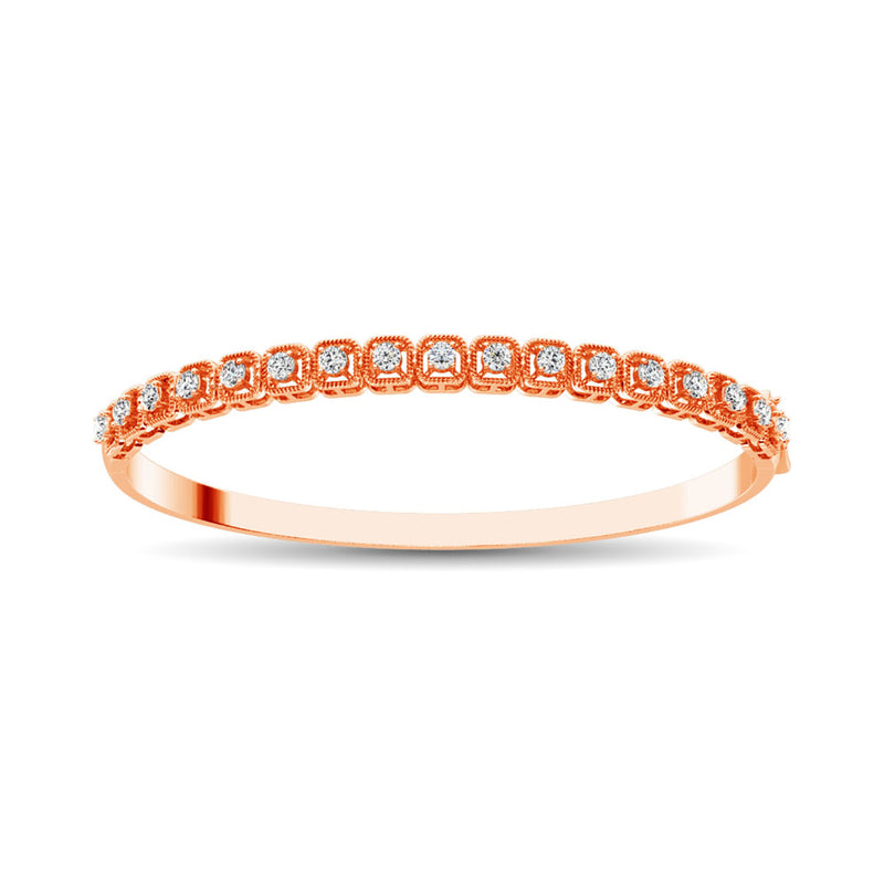 14K Rose Gold Diamond 1 Ct.Tw. Bangle With Milgrain Details