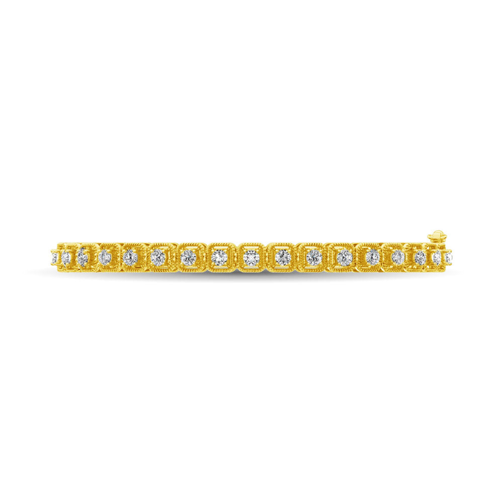 14K Yellow Gold Diamond 1 Ct.Tw. Bangle With Milgrain Details