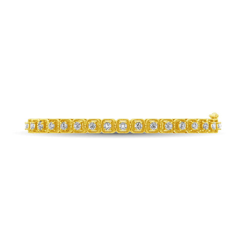 14K Yellow Gold Diamond 1 Ct.Tw. Bangle With Milgrain Details