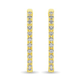 14K Yellow Gold Diamond 9/10 Ct.Tw. In and Out Hoop Earrings