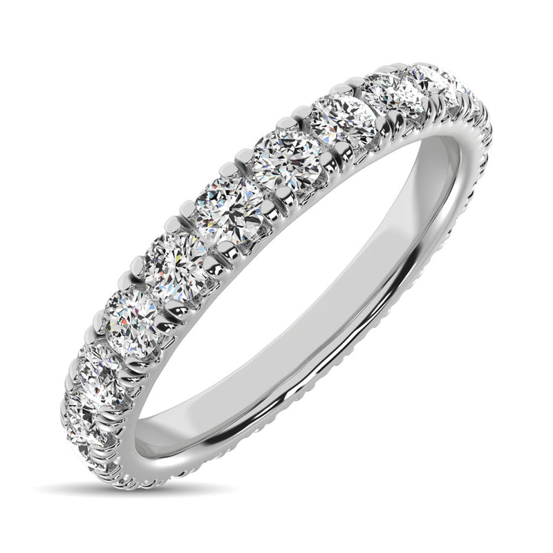 14K White Gold Diamond 1 1/4 Ct.Tw. 9 Stone Anniversary Band