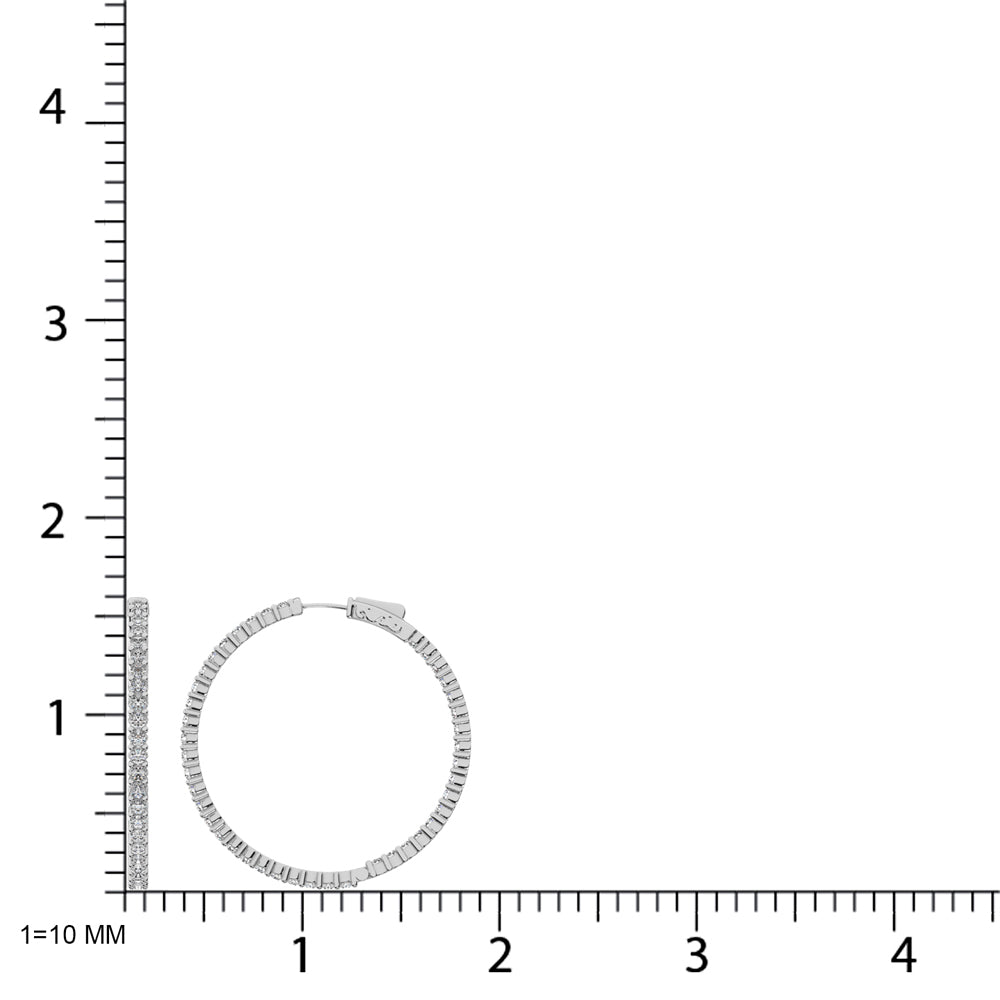 14K White Gold Diamond 2 2/5 Ct.Tw. In and Out Hoop Earrings