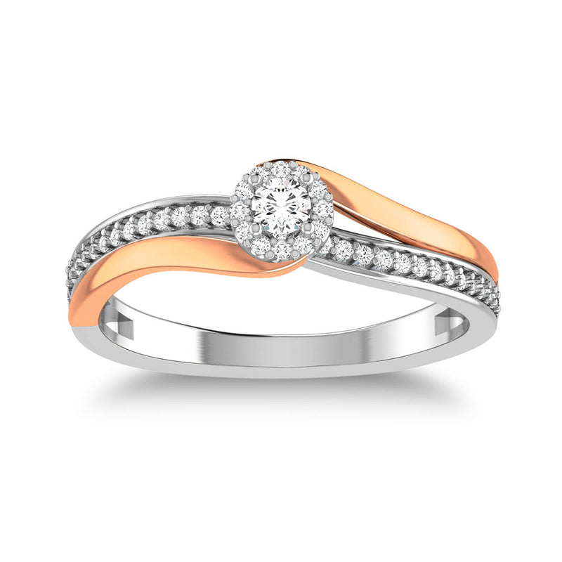 10K Two Tone 1/4 Ct.Tw. Diamond Twisted Ring