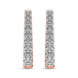 10K Rose Gold Diamond 1 Ct.Tw. Classic Hoop Earrings