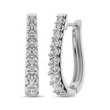 10K White Gold Diamond 1 Ct.Tw. Classic Hoop Earrings