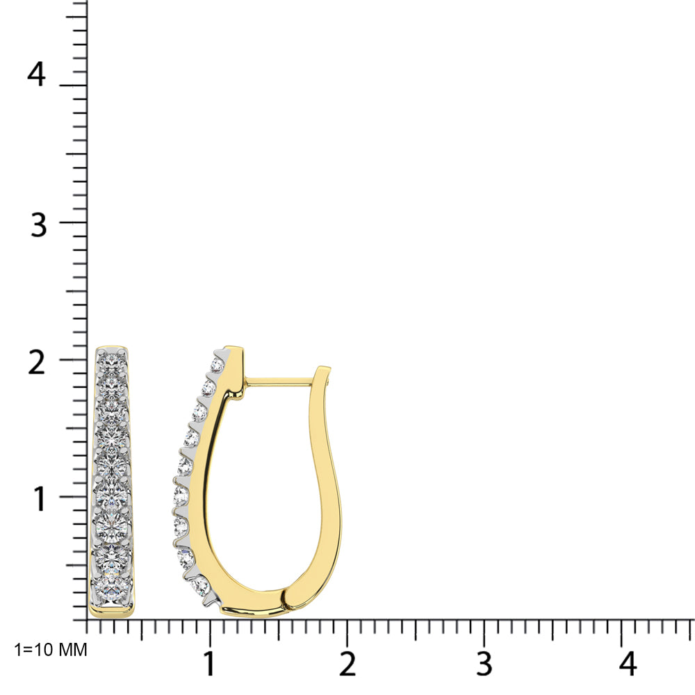 10K Yellow Gold Diamond 1 Ct.Tw. Classic Hoop Earrings