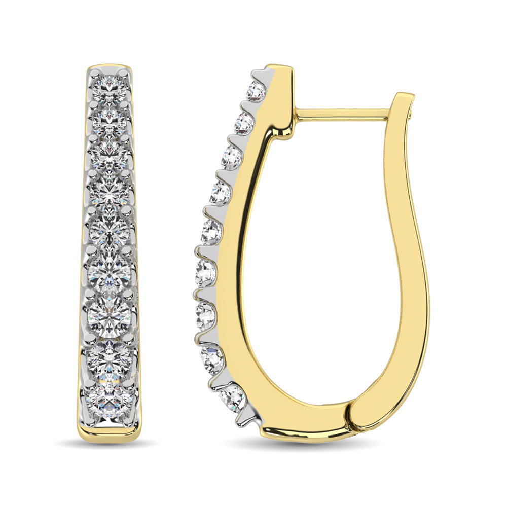 10K Yellow Gold Diamond 1 Ct.Tw. Classic Hoop Earrings