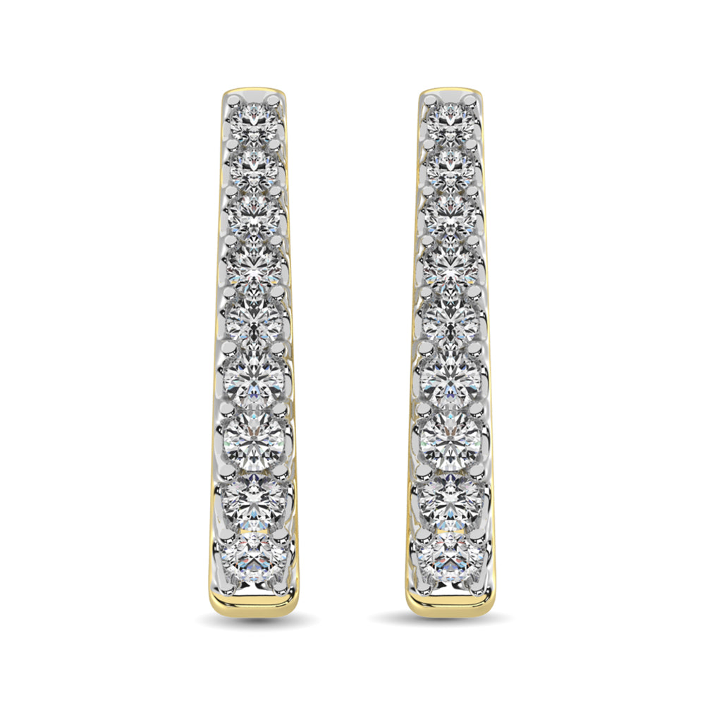 10K Yellow Gold Diamond 1 Ct.Tw. Classic Hoop Earrings