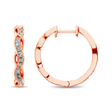 10K Rose Gold Baguette Diamond 1/5 Ct.Tw. Hoop Earrings