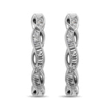 10K White Gold Baguette Diamond 1/5 Ct.Tw. Hoop Earrings