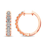 10K Rose Gold Diamond 1 Ct.Tw. Hoop Earrings