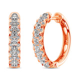 10K Rose Gold Diamond 1 Ct.Tw. Hoop Earrings