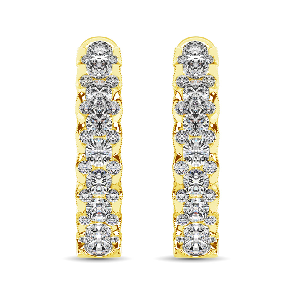 10K Yellow Gold Diamond 1 Ct.Tw. Hoop Earrings