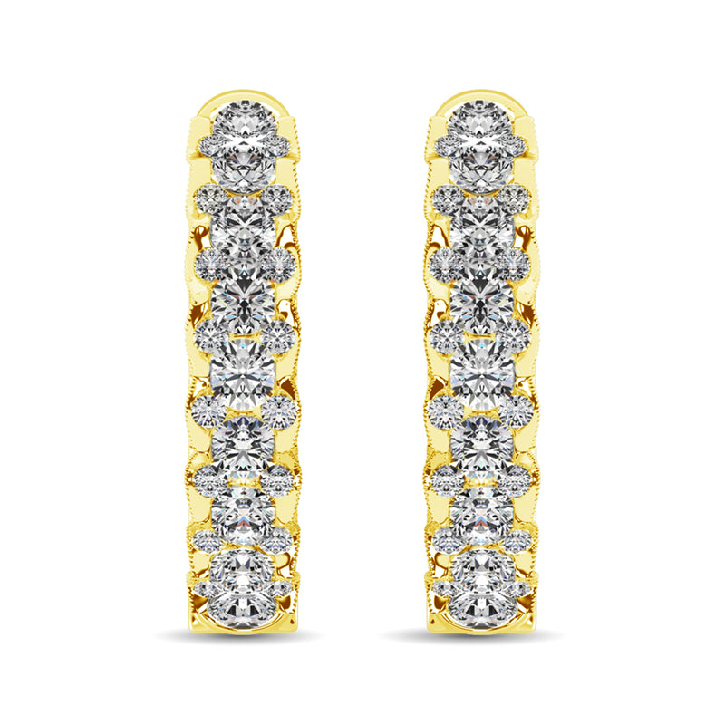 10K Yellow Gold Diamond 1 Ct.Tw. Hoop Earrings