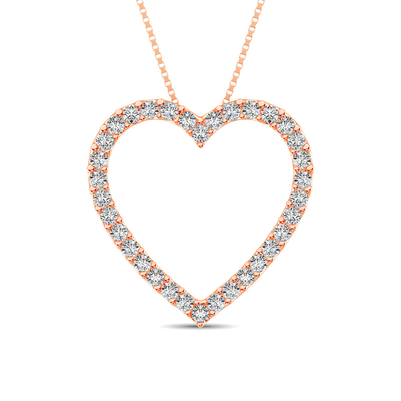 10K Rose Gold Diamond 1/2 Ct.Tw. Heart Pendant