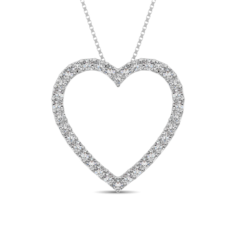 10K White Gold Diamond 1/2 Ct.Tw. Heart Pendant