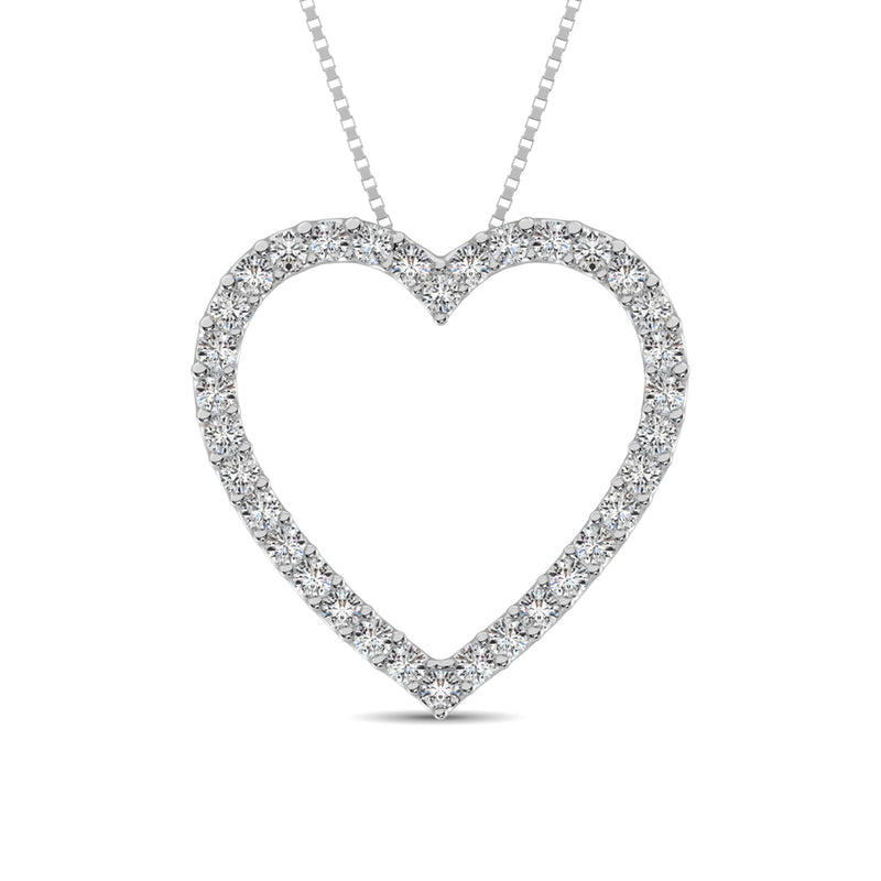 10K White Gold Diamond 1/2 Ct.Tw. Heart Pendant