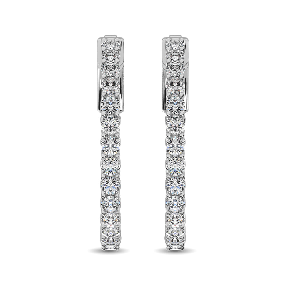 14K White Gold Diamond 1/2 Ct.Tw. In and Out Hoop Earrings