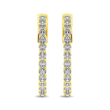 10K Yellow Gold Diamond 1/2 Ct.Tw. In and Out Hoop Earrings
