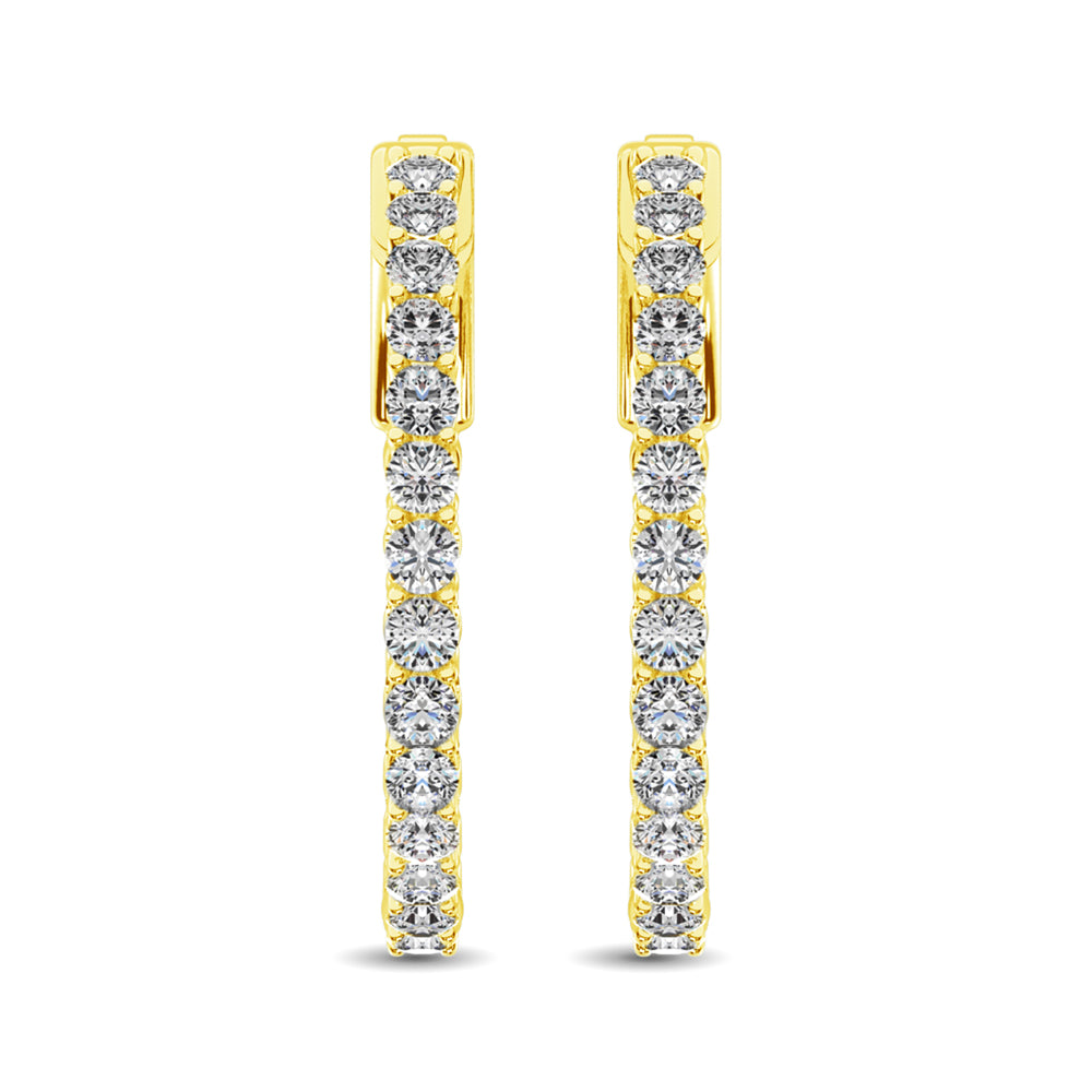 14K Yellow Gold Diamond 2 Ct.Tw. In and Out Hoop Earrings