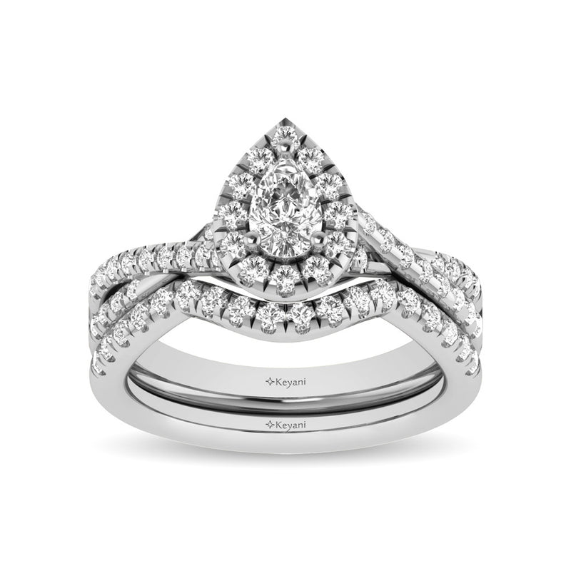 14KT White Gold 1Ct.Tw. Diamond keyani Bridal Ring