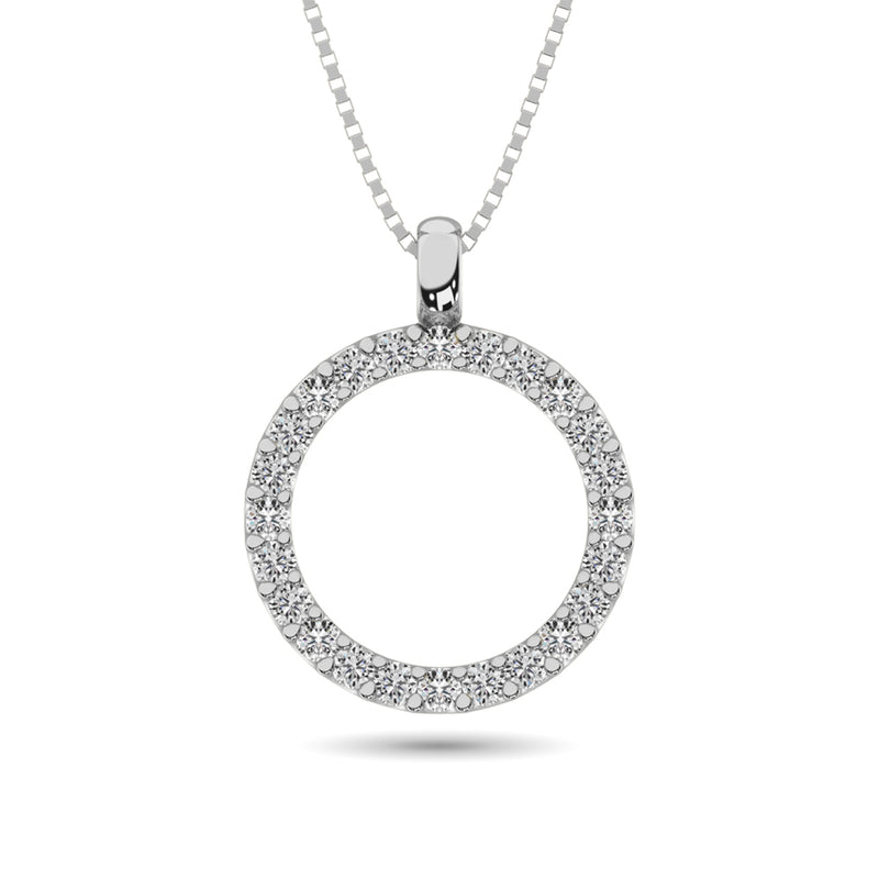 Diamond Circle Pendant 1/4 ct tw in 14K White Gold