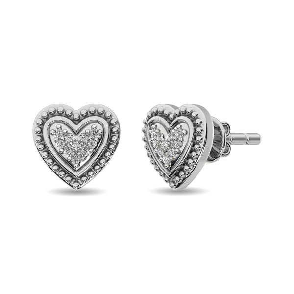Diamond Heart Stud Earrings in Sterling Silver (.02ct tw) – Day's Jewelers Diamond Heart Stud Earrings in Sterling Silver (.02ct tw) – Day's Jewelers