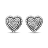 Diamond Heart Earrings 1/20 ct tw in Sterling Silver