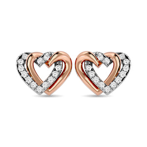 Diamond Duel Heart earrings 1/6 ct tw in 10K Rose Gold