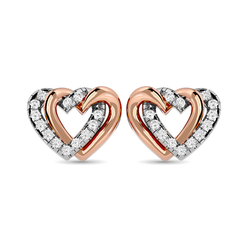 Diamond Duel Heart earrings 1/6 ct tw in 10K Rose Gold