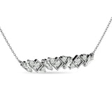 Diamond Round and Tapper Fashion Necklace 1/5 ct tw in 10K White Gold