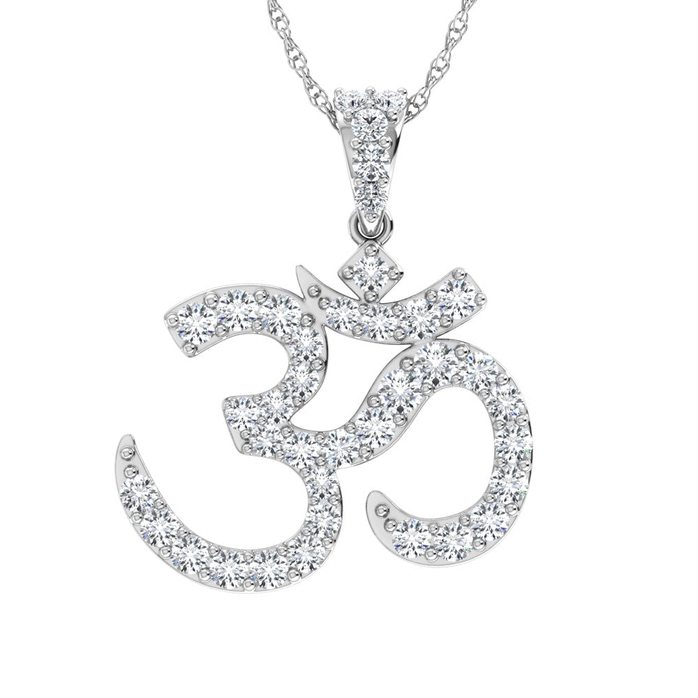 Diamond 1/4 Ct.Tw. Om Pendant in 10K White Gold