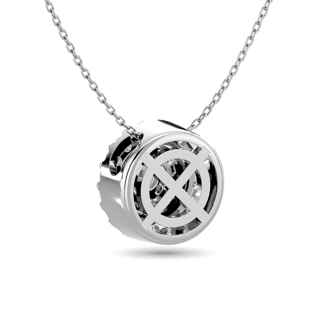 Diamond Round Cut Double Halo Pendant 3/8 ct tw in 14K White Gold