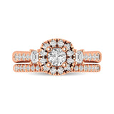Diamond Classic Shank Single Halo Bridal Ring 1 ct tw Round Cut in 14K Rose Gold