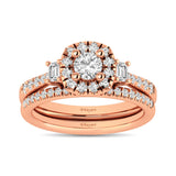 Diamond Classic Shank Single Halo Bridal Ring 1 ct tw Round Cut in 14K Rose Gold