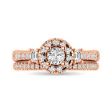 Diamond Classic Shank Single Halo Bridal Ring 1 ct tw Round Cut in 14K Rose Gold